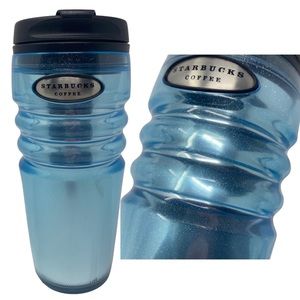 Starbucks Light Blue Glitter Shimmer Travel Tumbler Mug - 16 oz